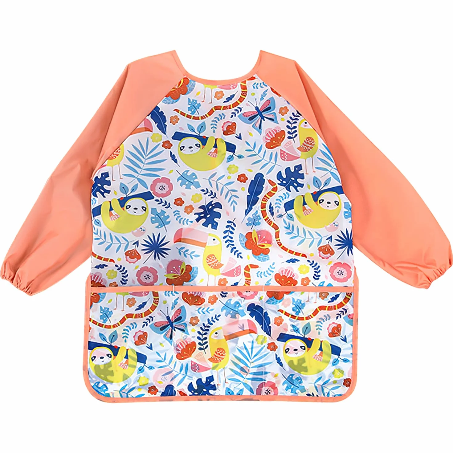 Tablier Enfants Imperméable Manches Longues Poche Peindre Cuisiner 3-8 Ans