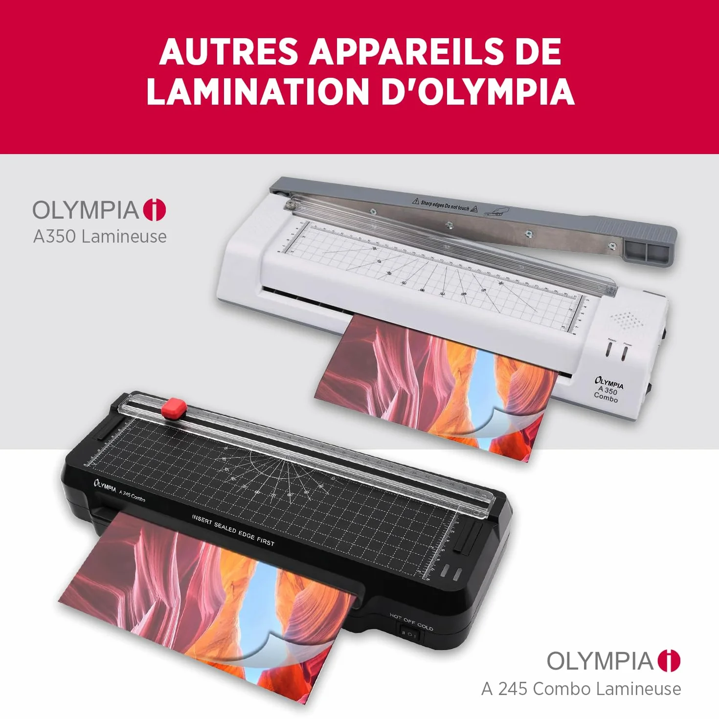 Olympia Plastifieuse A210 4 en 1 A4 | Plastifieuse, coupe-papier et arrondisseur d'angle pour bureau école maison