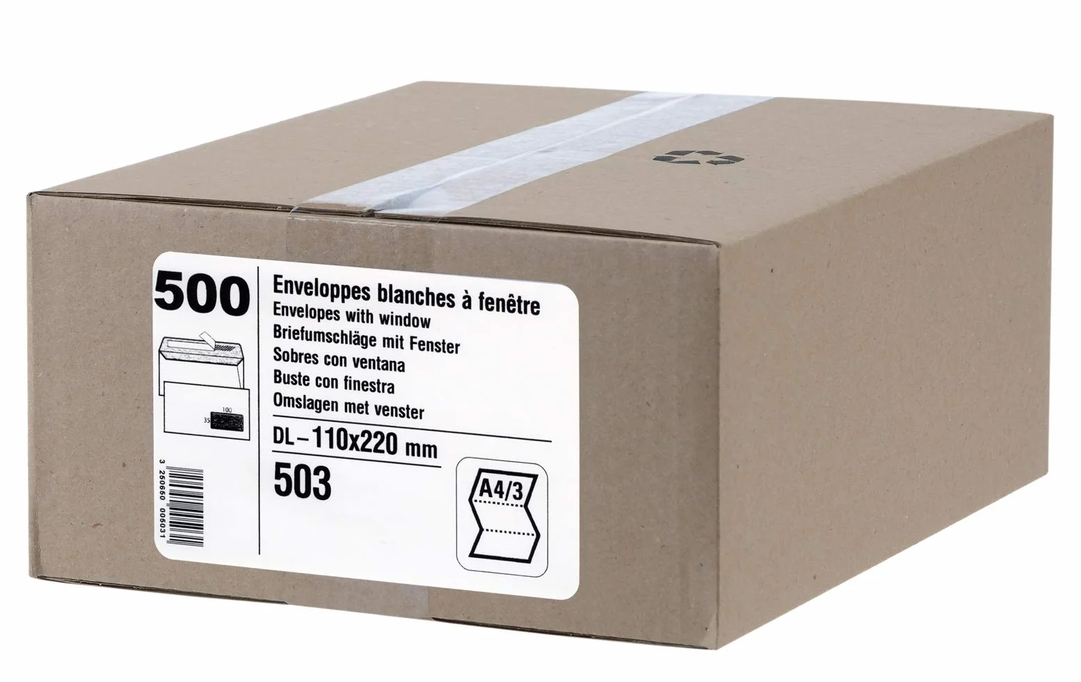 GPV Enveloppes auto-adhésives 80g DL 110x220mm fenêtre 35x100 Boite de 500