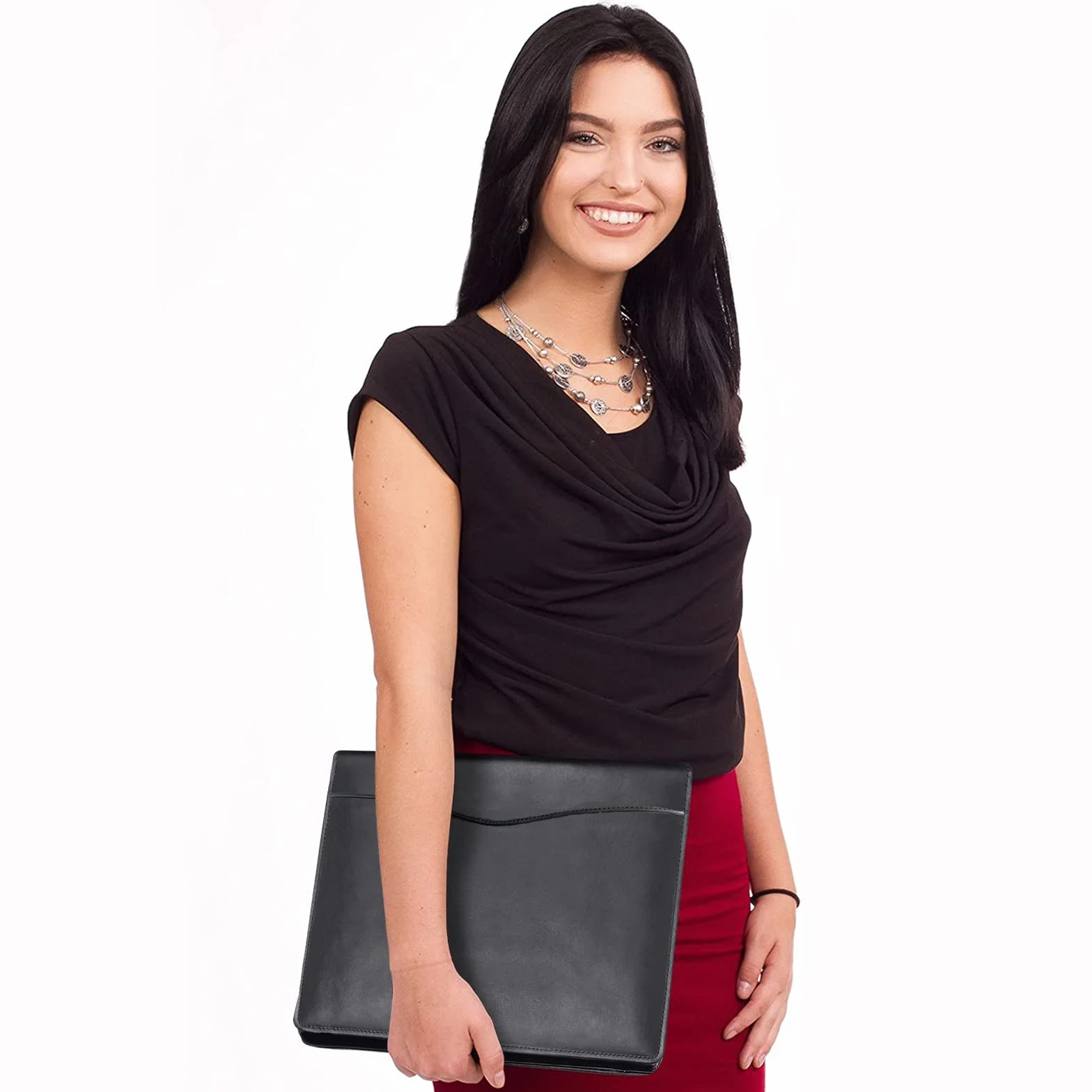 Portfolio en Cuir PU A4 Porte Documents Organisateur Multi-poches avec Tablette Magazine