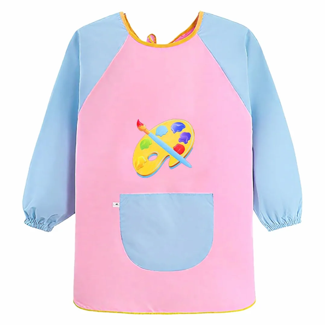 HUKUMA Tablier Peinture Enfant Imperméable Manche Longue 7-11 Ans avec Poche