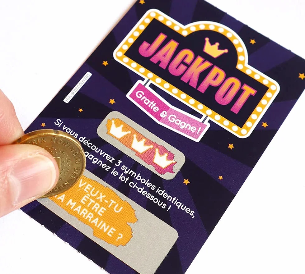 Carte à gratter demande témoin demoiselle d'honneur parrain marraine style ticket de jeu