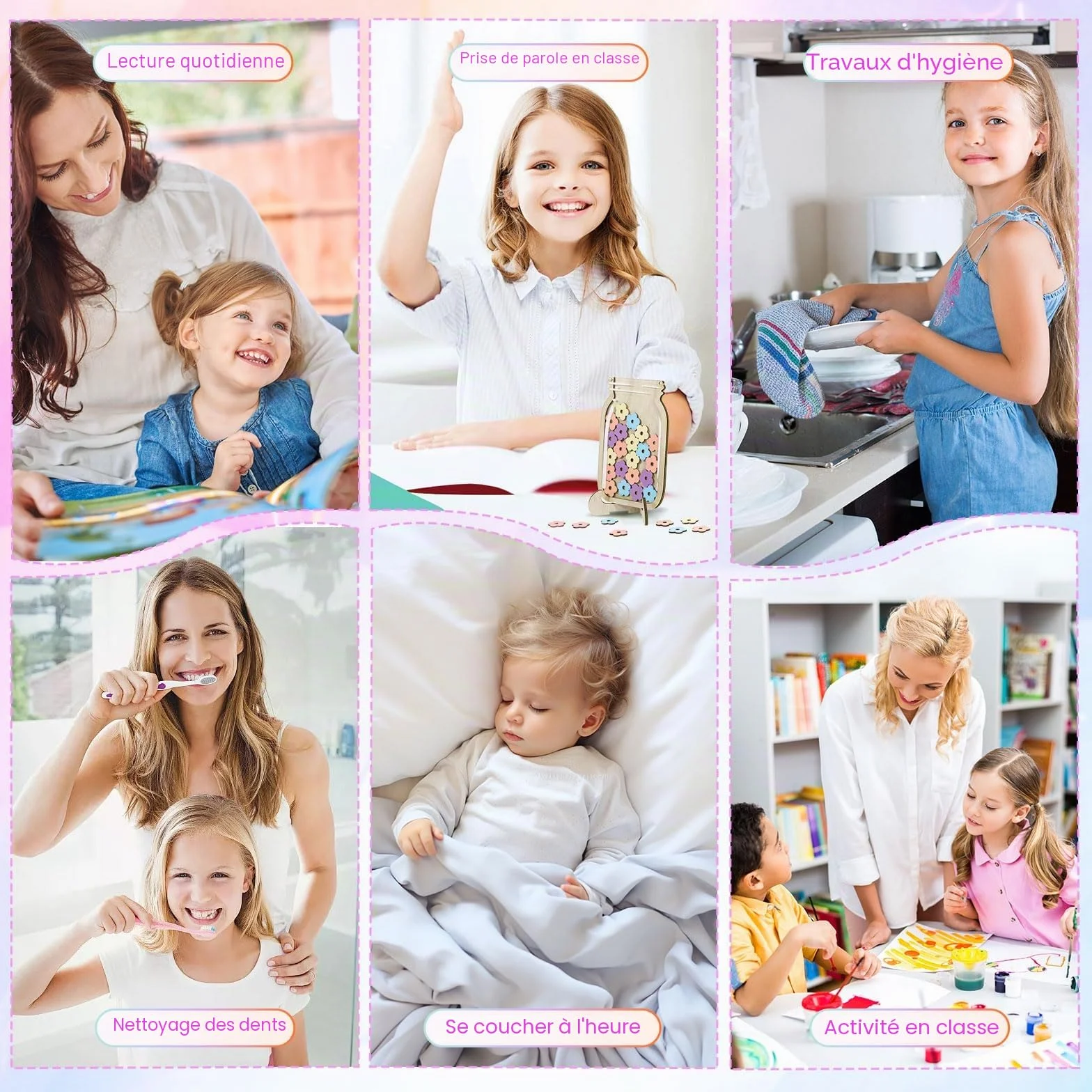 JIANTA Bocal de Récompense Enfants Magnétique Tableau Comportement Classe Reward Jar 30 Fleurs