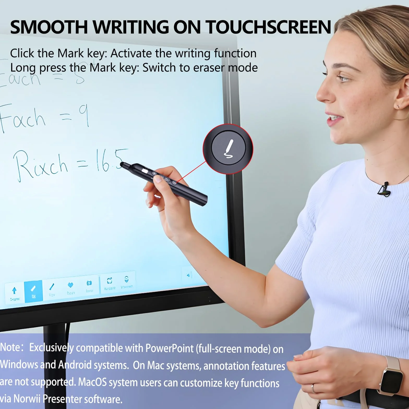 Norwii N21 Clicker de Présentation Bluetooth avec Pointeur Télescopique, Télécommande pour PowerPoint