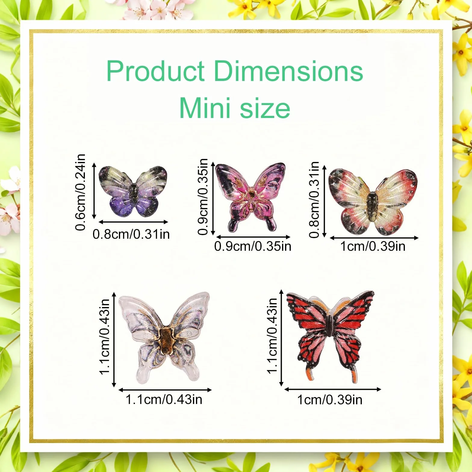 Lyreh 210pcs Mini Papillons en Résine Figurines pour Décoration de Jardins Miniatures