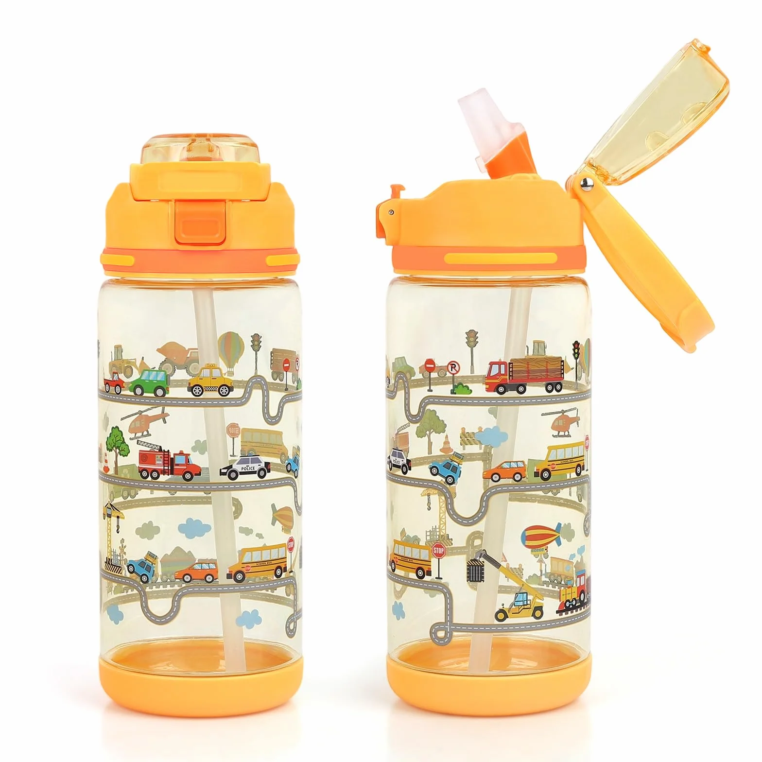 Gourde Enfant Anti-Fuite 600ml avec Paille Verrouillage Sécurisé Bouteille École Sport Filles Garçons Véhicule