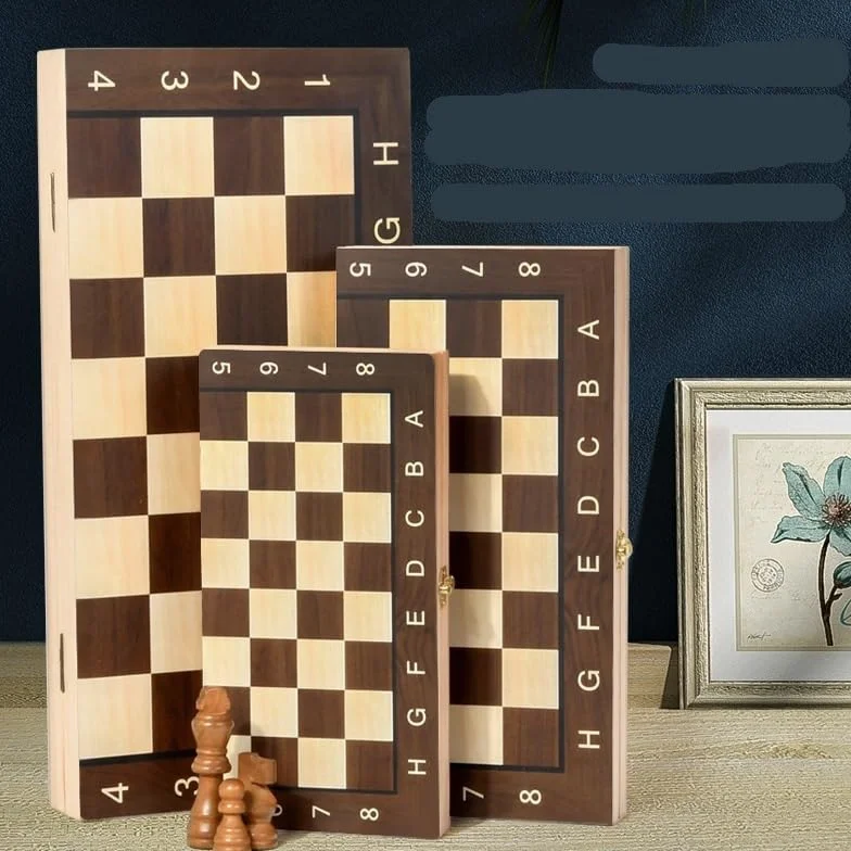 echiquier Jeu de société Classique en Bois 3 en 1: échecs, Dames, Backgammon, for Les Voyages en Famille. Jeu de société Pliable en Bois for Enfants et Adultes. echecs Jeu(39 * 39cm)