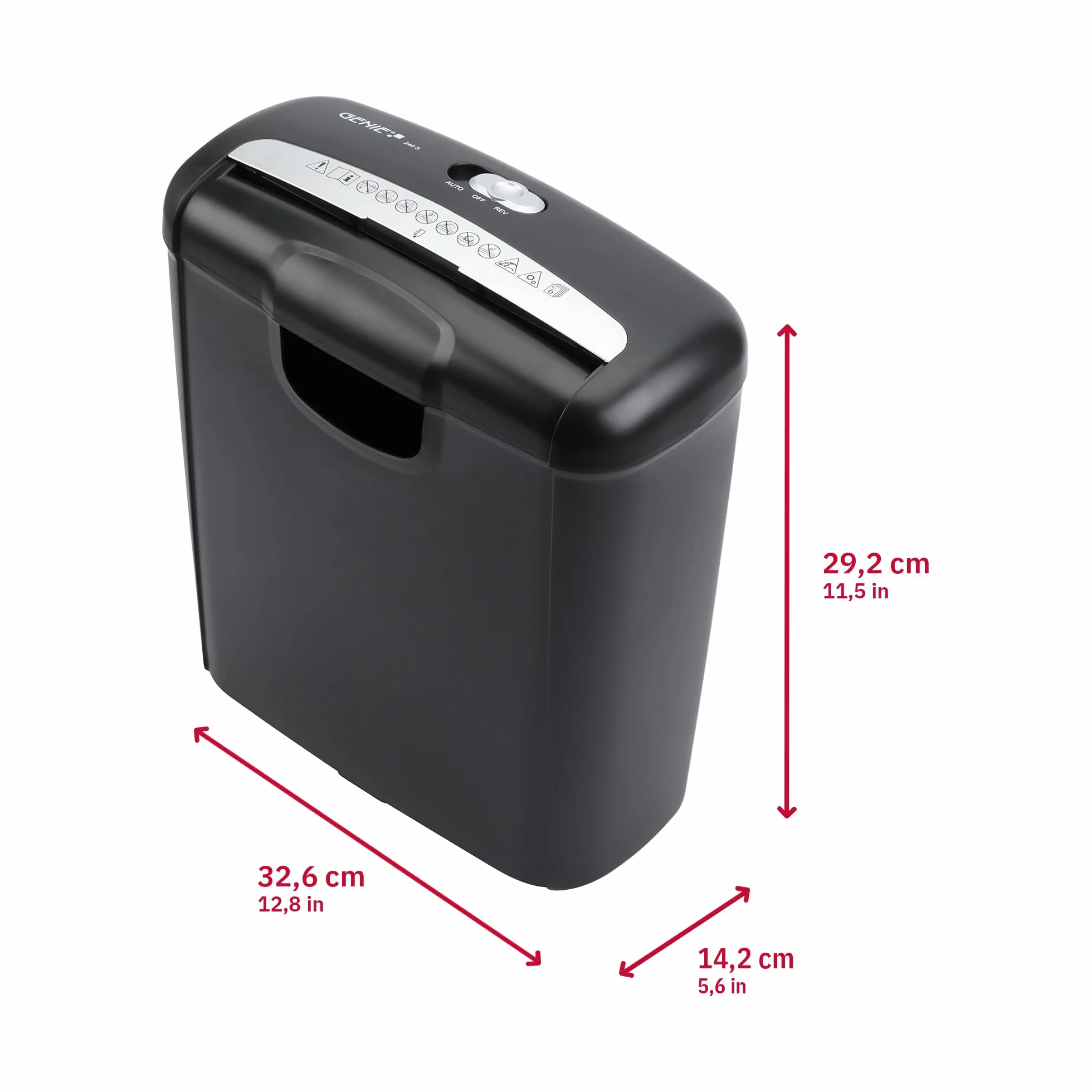 Genie Destructeur de documents 240 S, coupe en bandes P-2, jusqu'à 6 feuilles, Noir