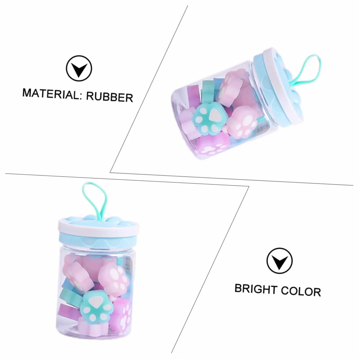 Boîte de Gomme en Caoutchouc Patte de Chat pour Fournitures Scolaires