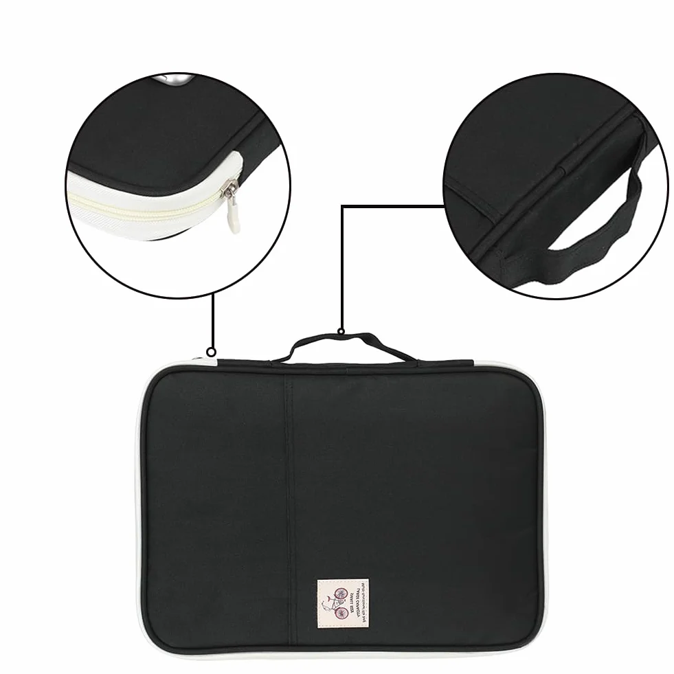 Pochette De Voyage Multifonction A4 Imperméable Oxford Cloth Sac Certificat Documents Avec Fermeture éclair étanche Organizer Passeport Conference Folder Noir