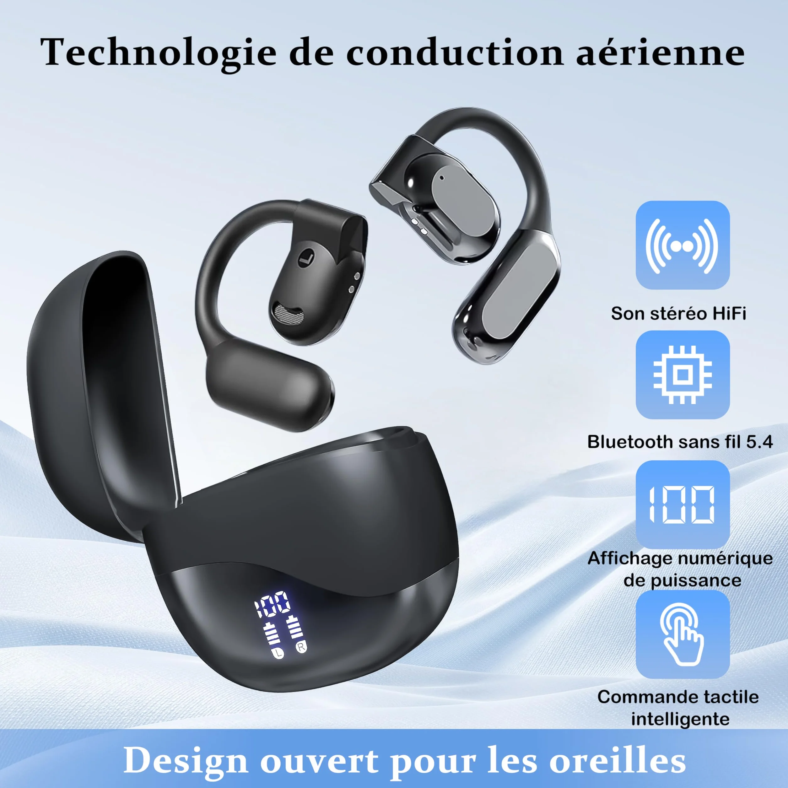 Écouteurs Bluetooth Traducteur Vocal Instantané IA, 140+ Langues, Sans WiFi, Compatible iOS Android