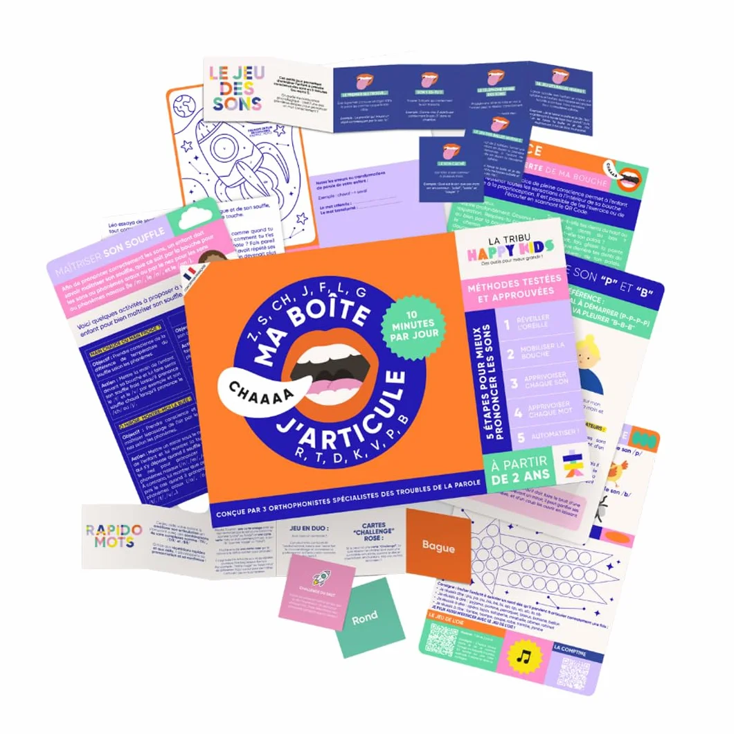 Kit éducatif d'Articulation Ma Boîte J'articule - Jeux et Exercices pour Apprendre à prononcer les Sons - Dès 2 Ans