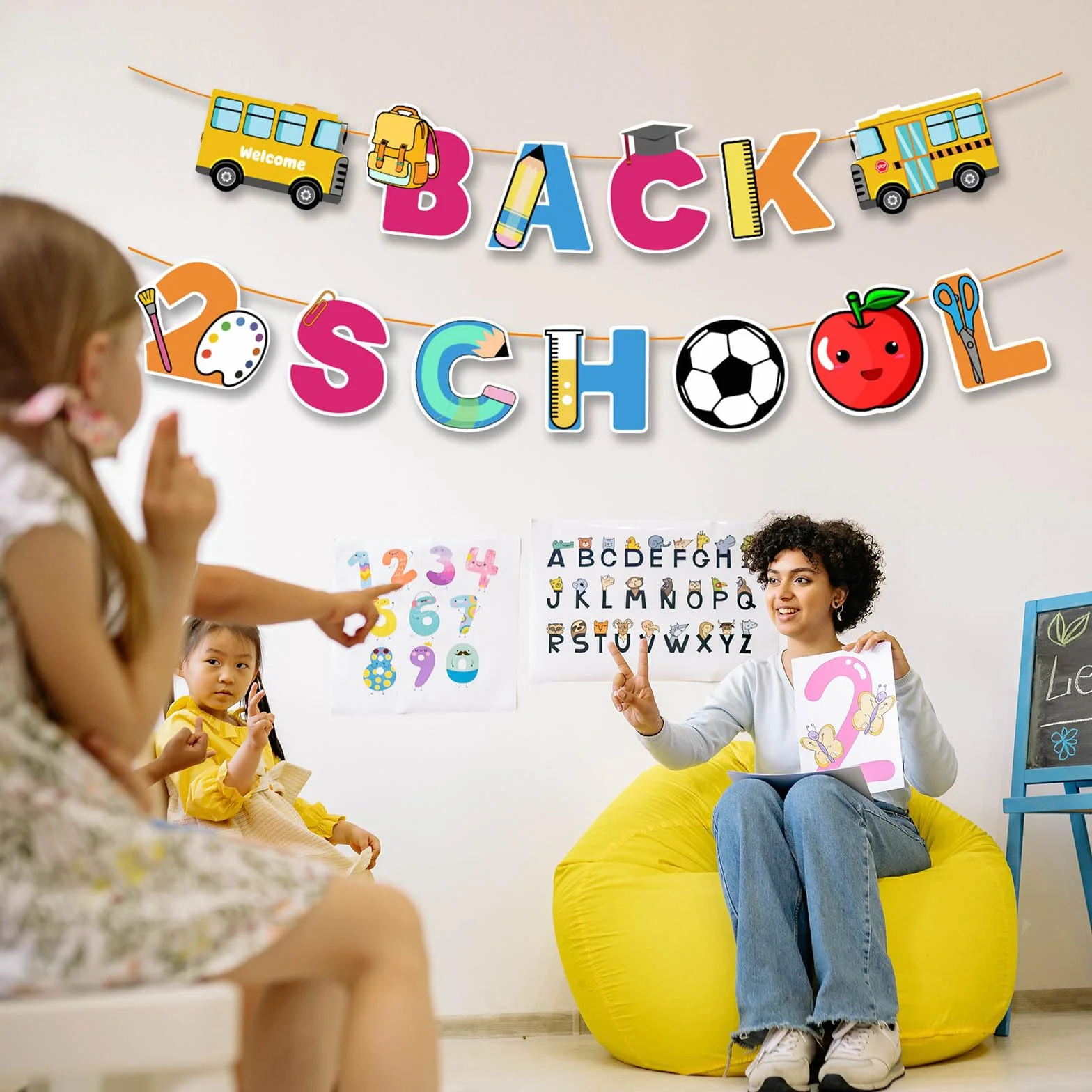 Guirlande de bienvenue pour la rentrée scolaire, décoration de salle de classe