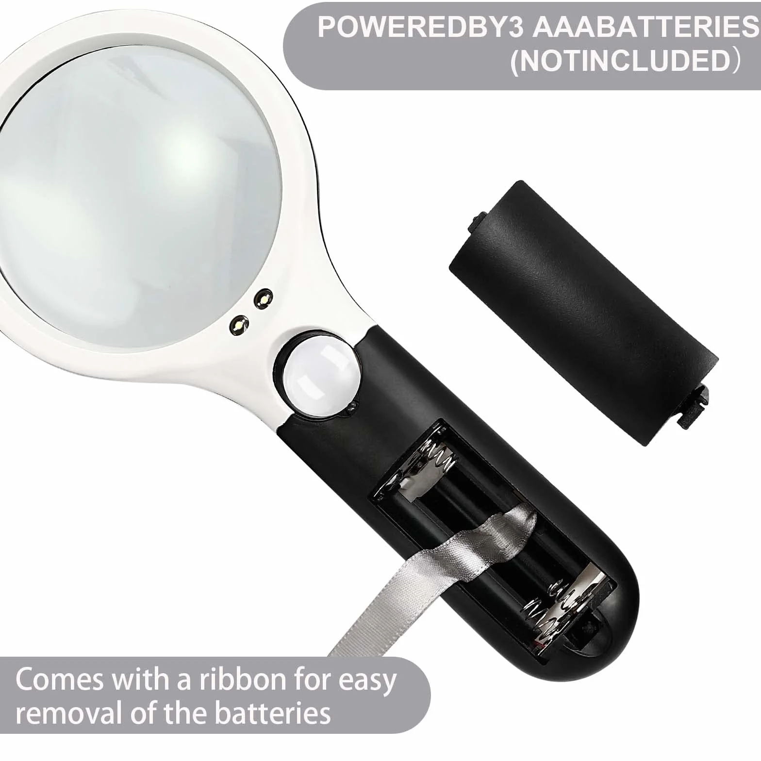 Loupe avec lumière 10X-30X double lentille 3 LED portable pour lecture personnes âgées enfants