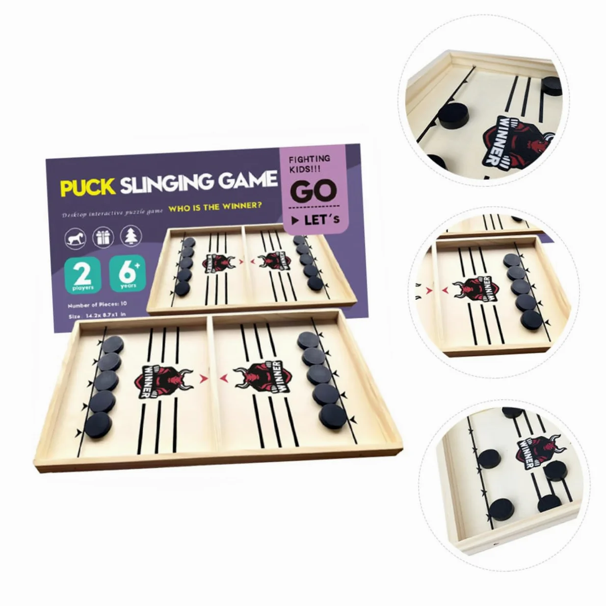BESTonZON Jeu de Société en Bois pour Garçon et Filles et Adultes Petit Format Jeu de Palets à Fronde Rapide Jouet Éducatif Interactif pour Bataille de Bureau en Famille