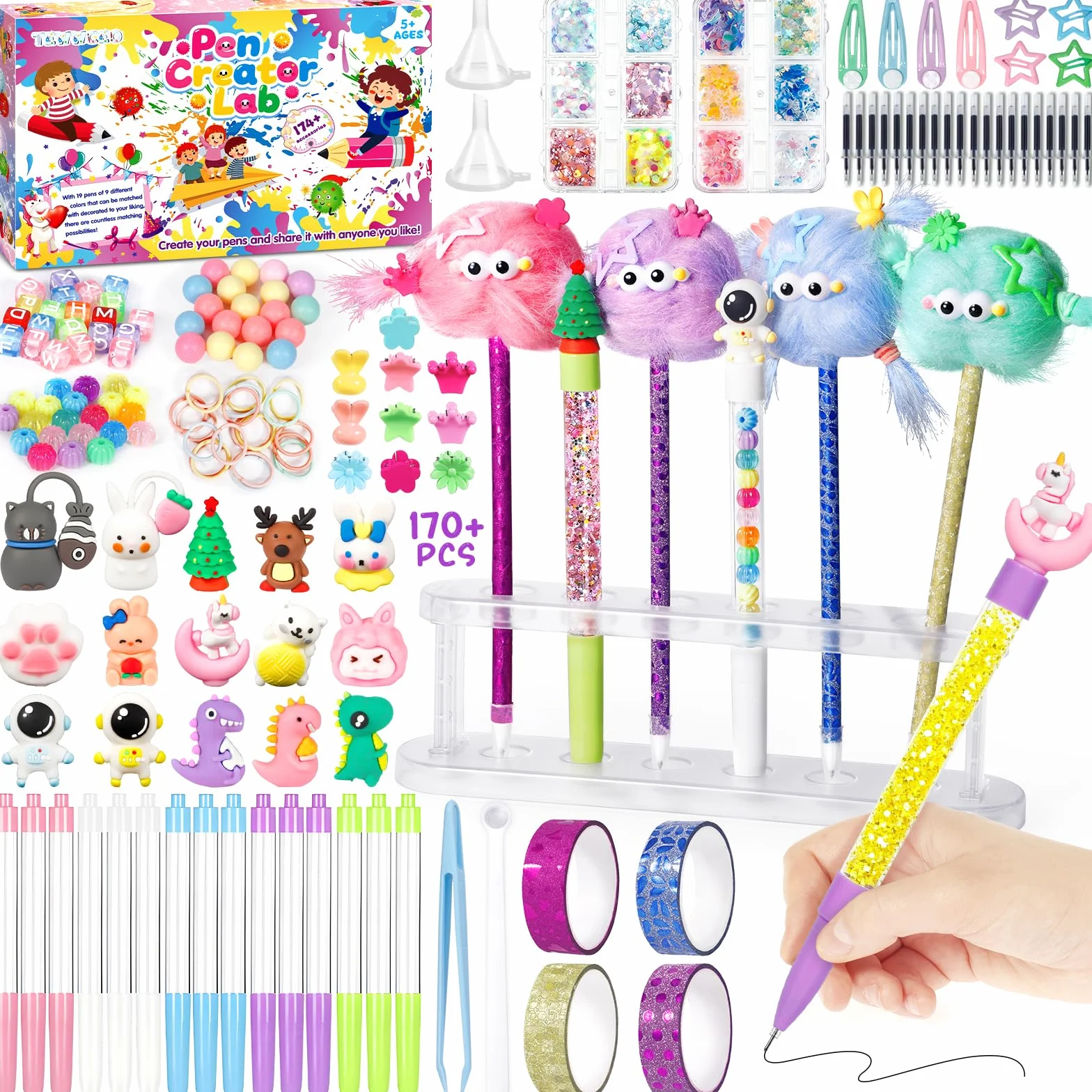 Kit de Création Stylo avec 170+ Accessoires, Atelier des Stylos Personnalisé, Activité Manuelle Enfants 5-12 Ans