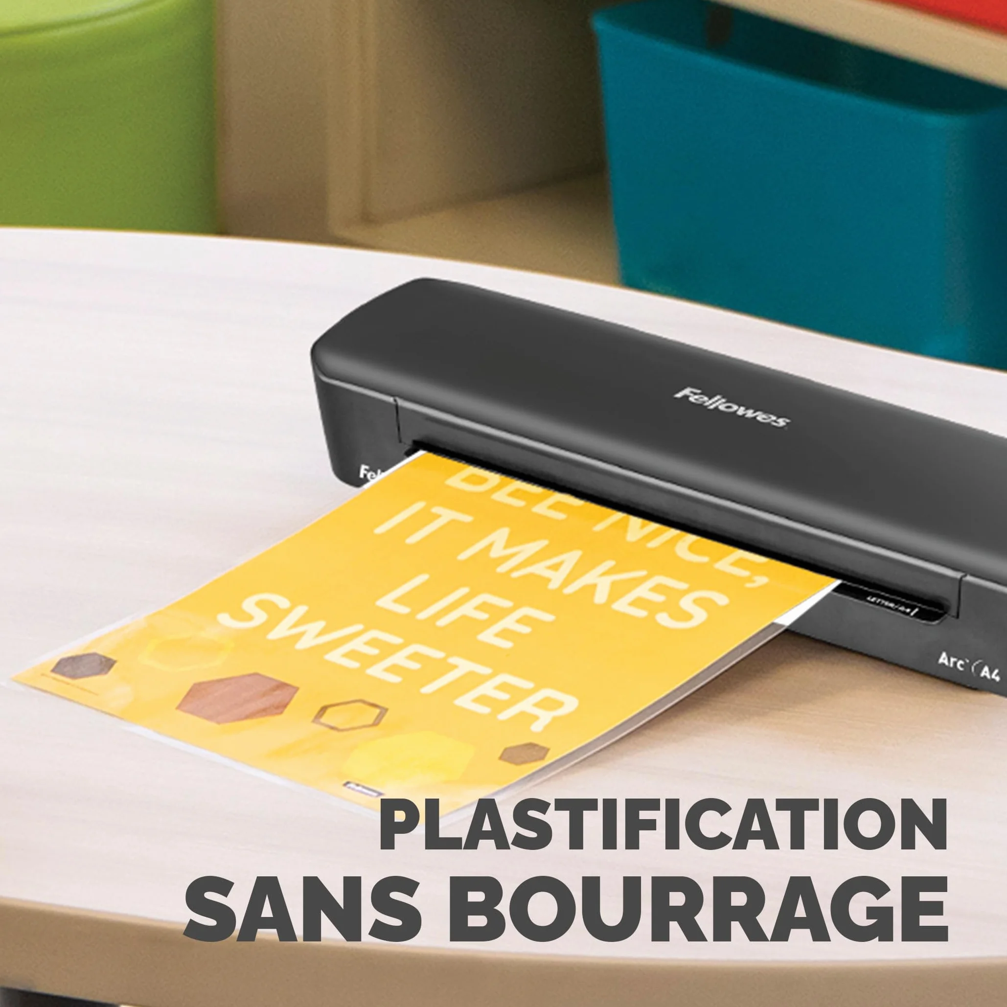 Fellowes plastifieuse Arc A4, plastification à chaud 80 microns, anti bourrage, 30cm/min