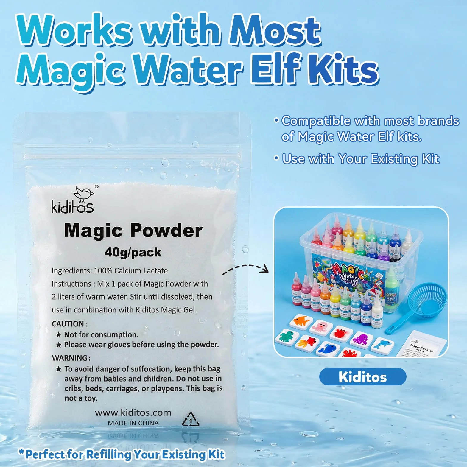 Magic Water Elf Lot de 5 Recharges Poudre Gel d'Eau Aqua Fairy