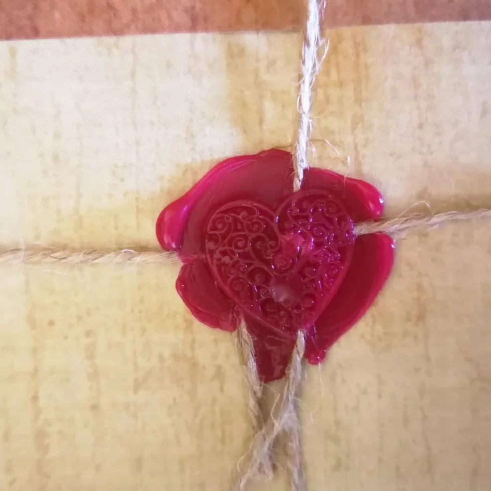 Tampon de Cire en Laiton 2 Pcs Vintage avec Poignée en Bois pour Carte, Invitation