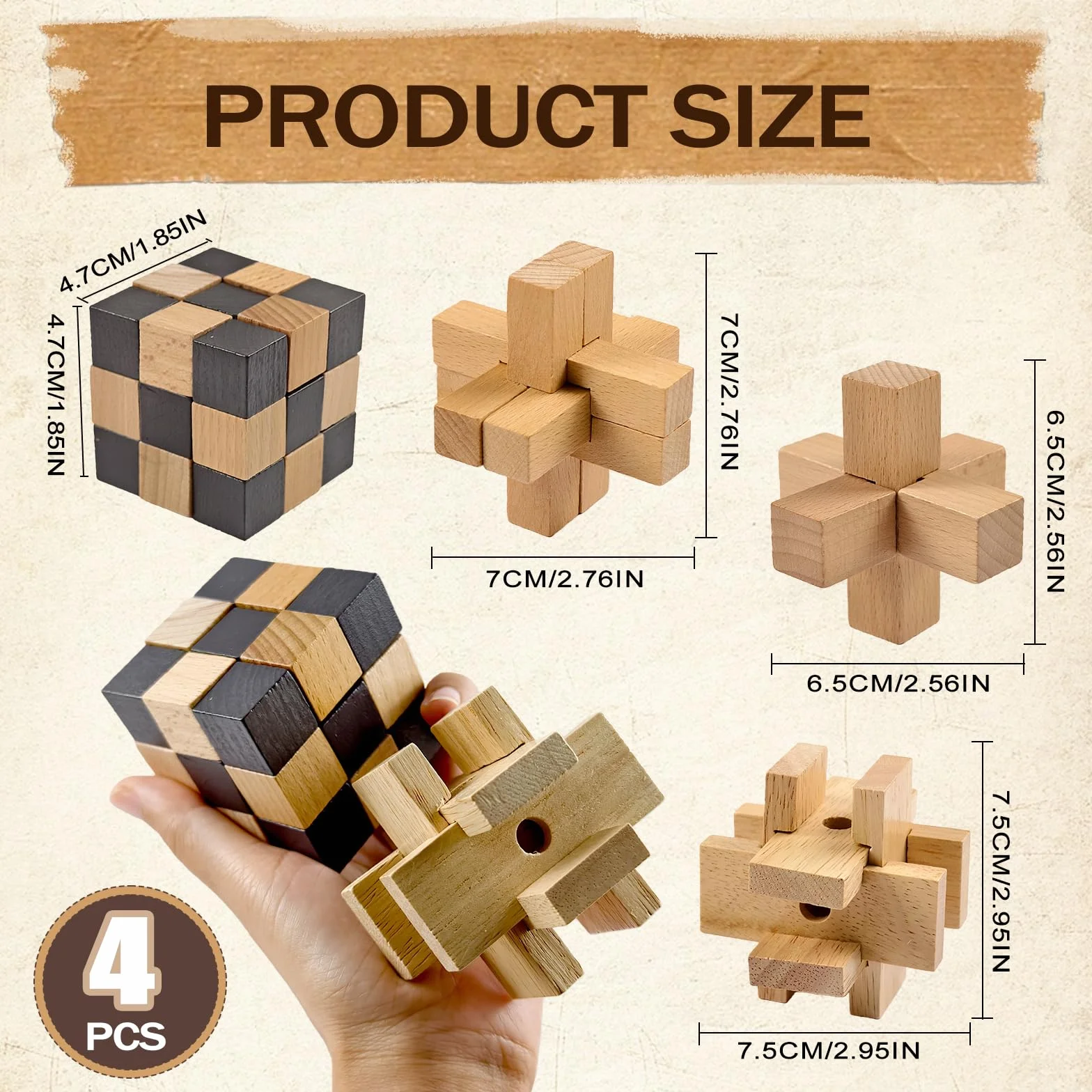 Casse-tête en bois 3D - Jeu de puzzle géométrique logique - Blocs éducatifs pour enfants et adultes