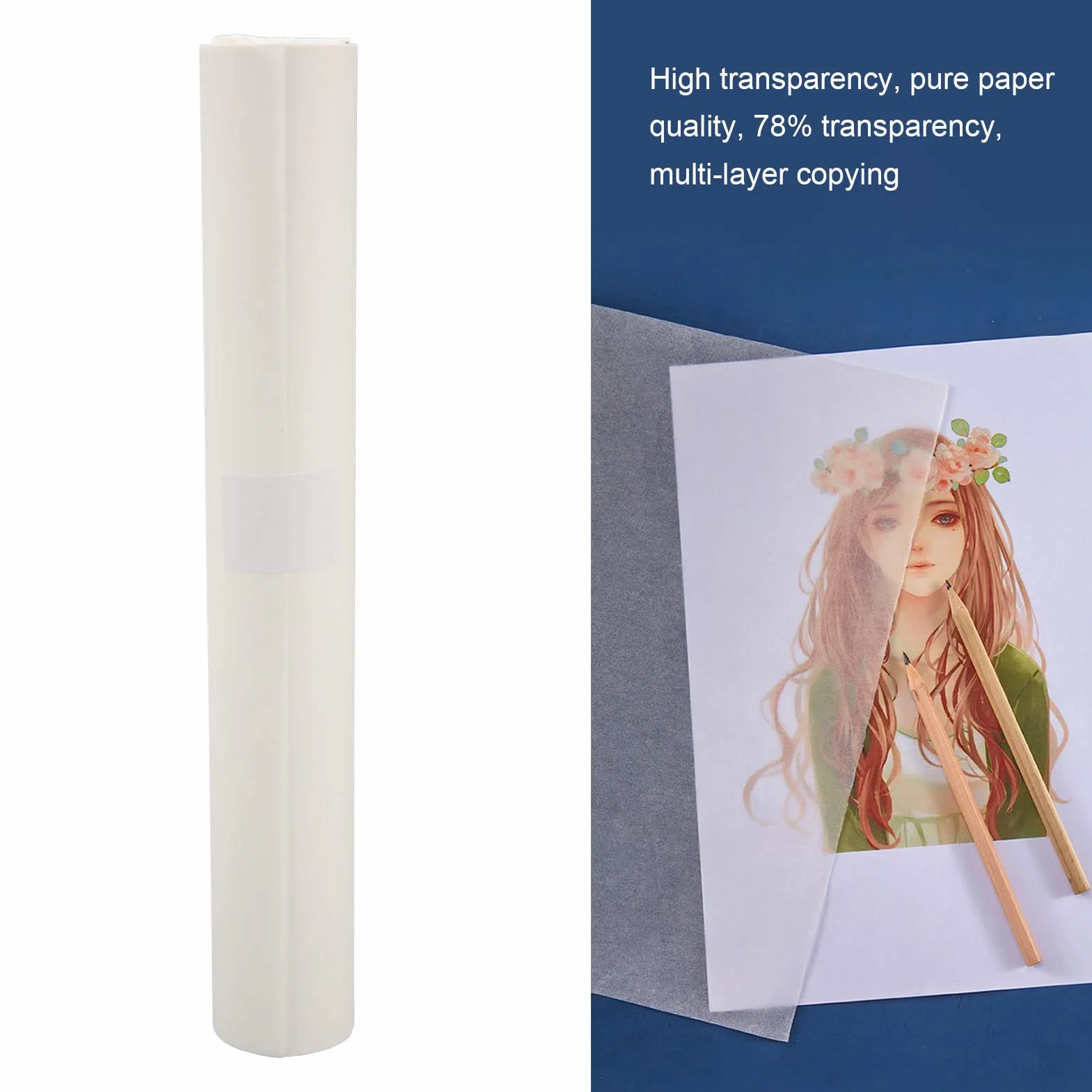 Papier Calque Translucide Haute Transparence 78% pour Dessin, Couture, Croquis, Artisanat