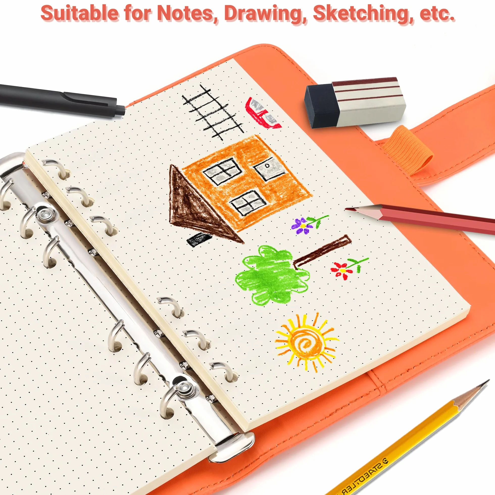 Papier A6 6 trous 100 GSM lignage pointillé 80 feuilles lot de 2 paquets