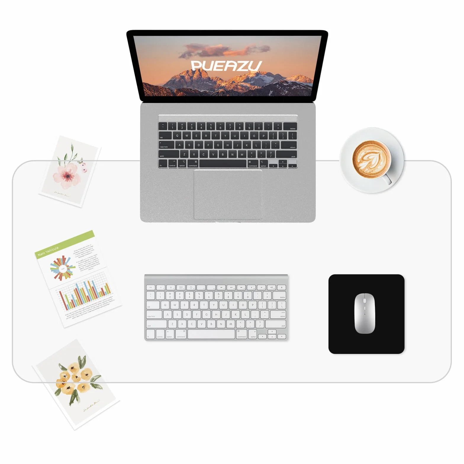 Tapis de Bureau Transparent 80x40 cm 1.5mm PVC Antidérapant Résistant à la Chaleur