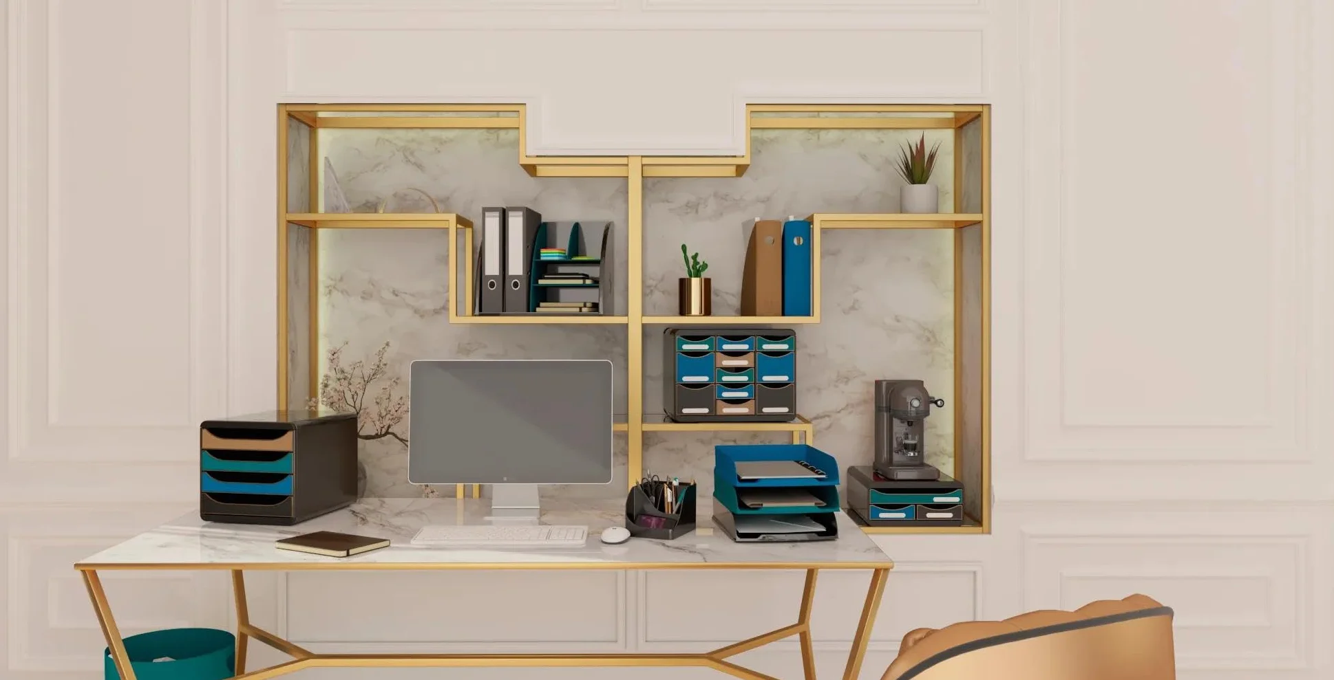 Exacompta Porte-revues MAG-CUBE Néo Déco 26,6x8,2x30,5 cm A4+ Bleu de France