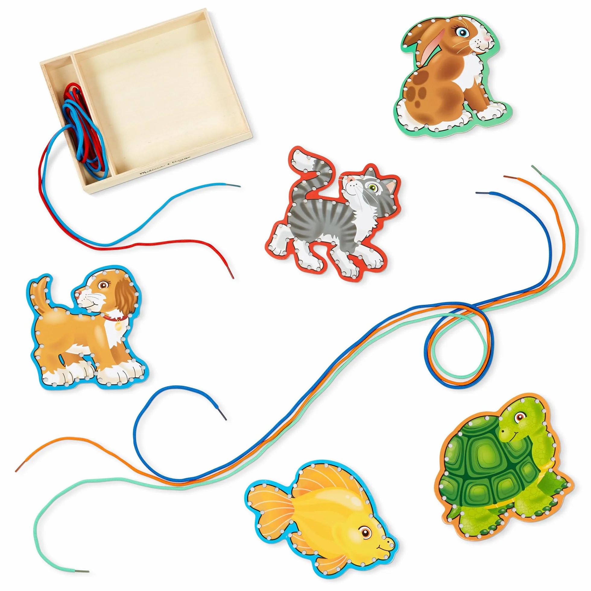Melissa & Doug Kit Activités Animaux en Bois avec Lacets Jouet Enfant 3 Ans+