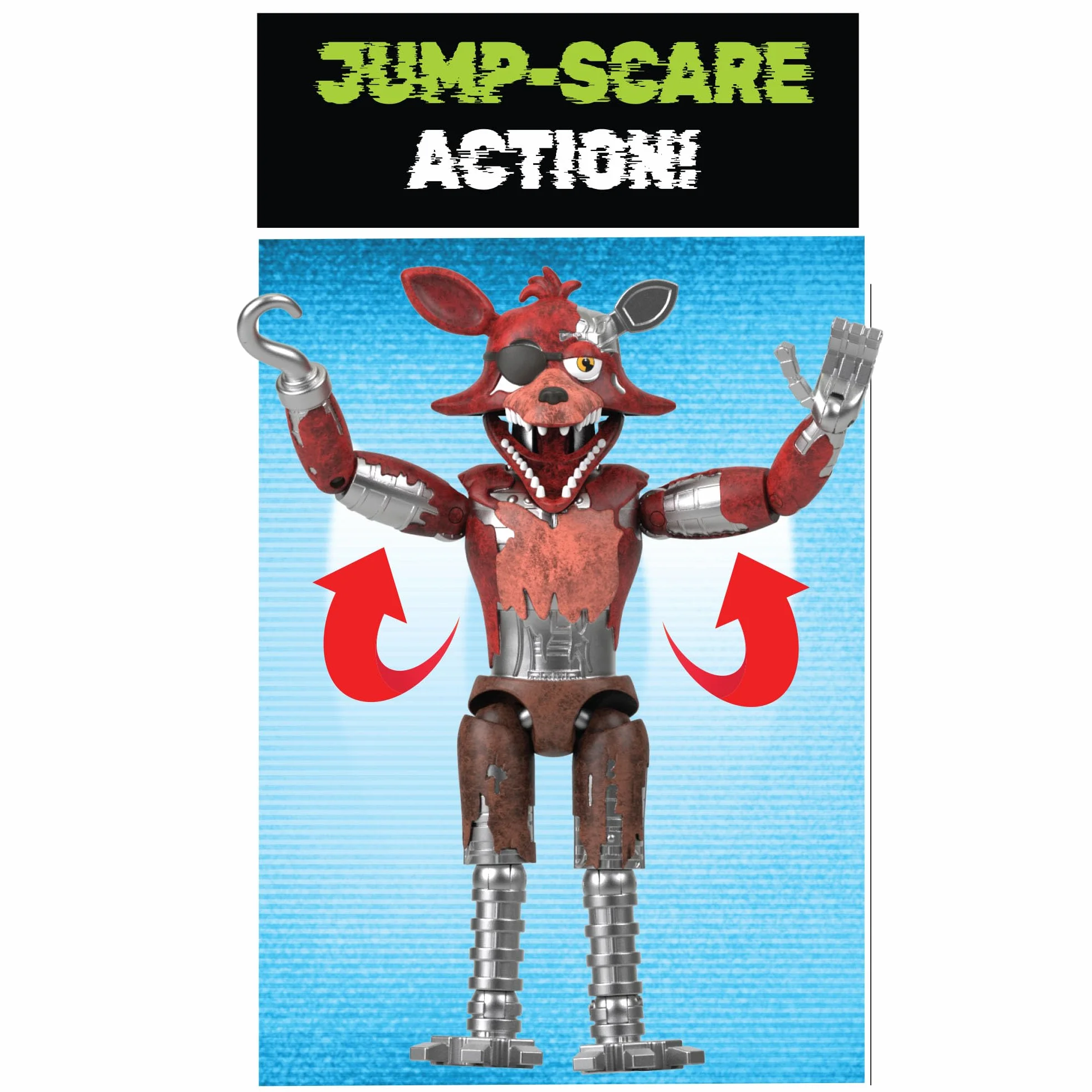 Jazwares Five Nights at Freddy's Withered Foxy Figurine articulée 12,5 cm Jumpscare Yeux phosphorescents