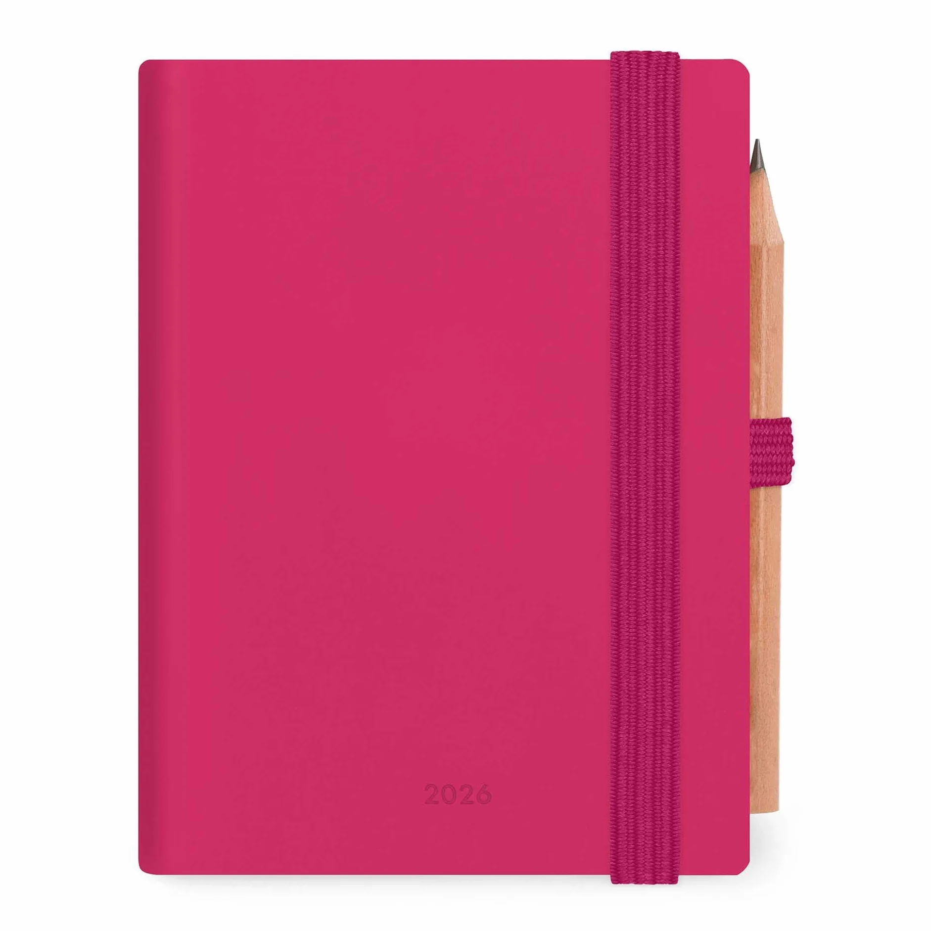 Legami Agenda biquotidien Mini 2026 Raspberry 12 mois carnet d'adresses crayon inclus fermeture élastique papier FSC 7 x 10 cm