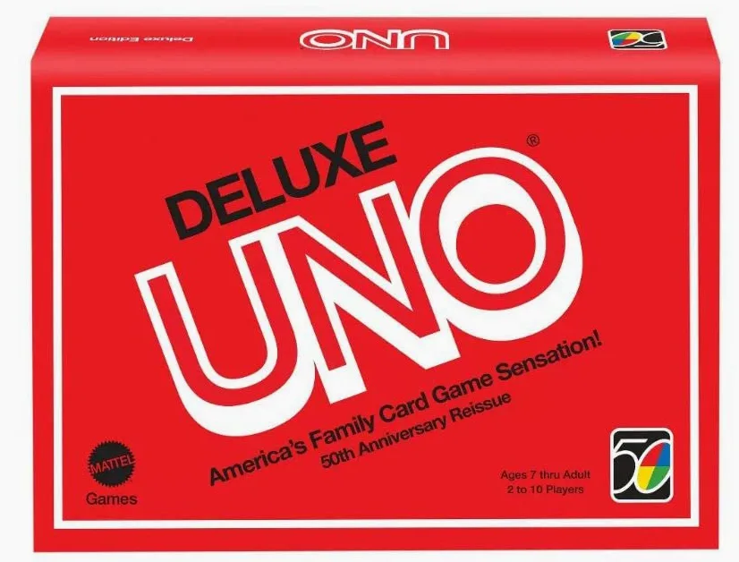 Deluxe UNO Card Game, America's Family Card Game Sensation! Réédition du 50e anniversaire