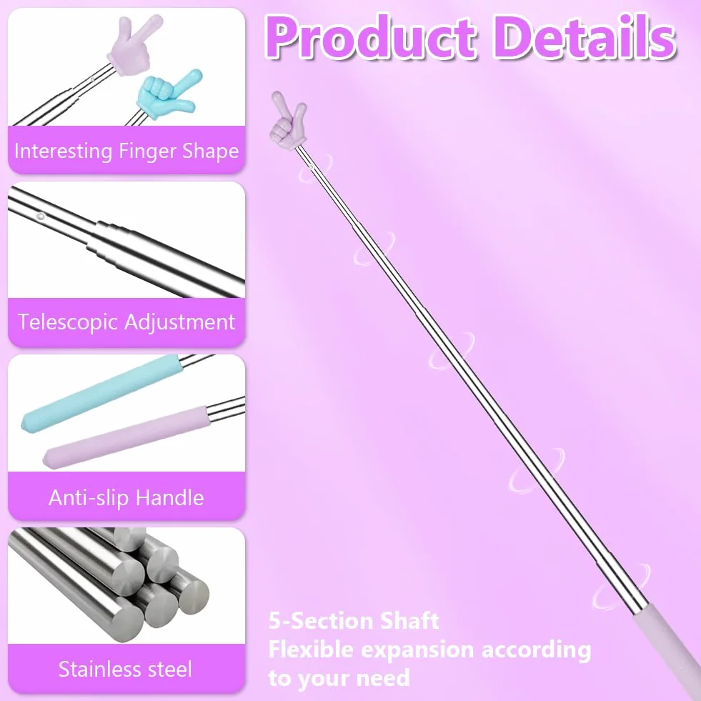 Pointeur de Doigt Rétractable Lot de 2 pour Enseignant, Flexible et Pratique, Bleu Violet