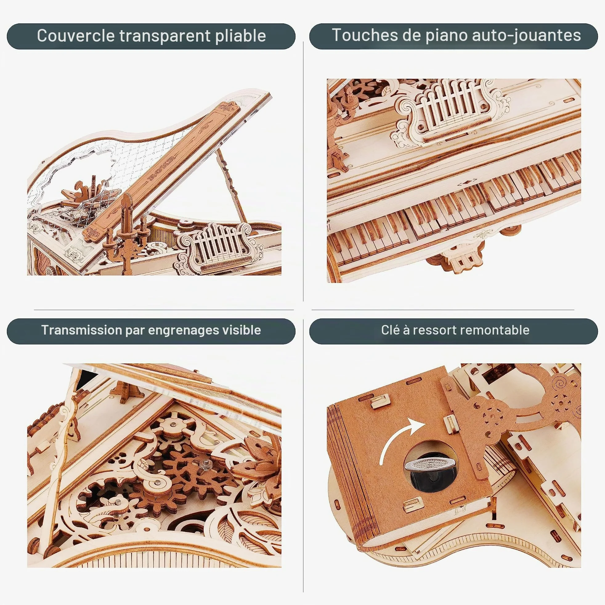 ROKR Piano Puzzle 3D en Bois pour Adultes à Construire- Décoration de Bureau pour la Maison idée Cadeau(AMK81)