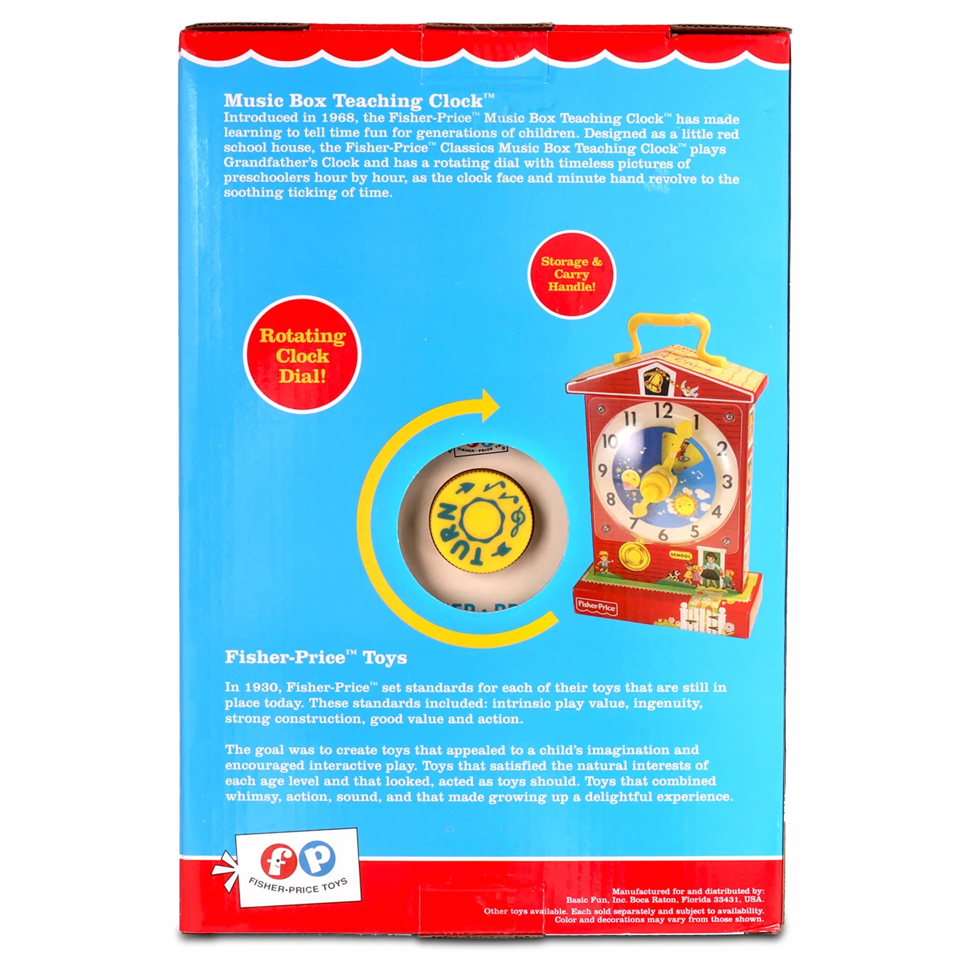 Fisher-Price Classics Pendule Éducative Boîte à Musique Jouet Musical Interactif Bébé Style Rétro