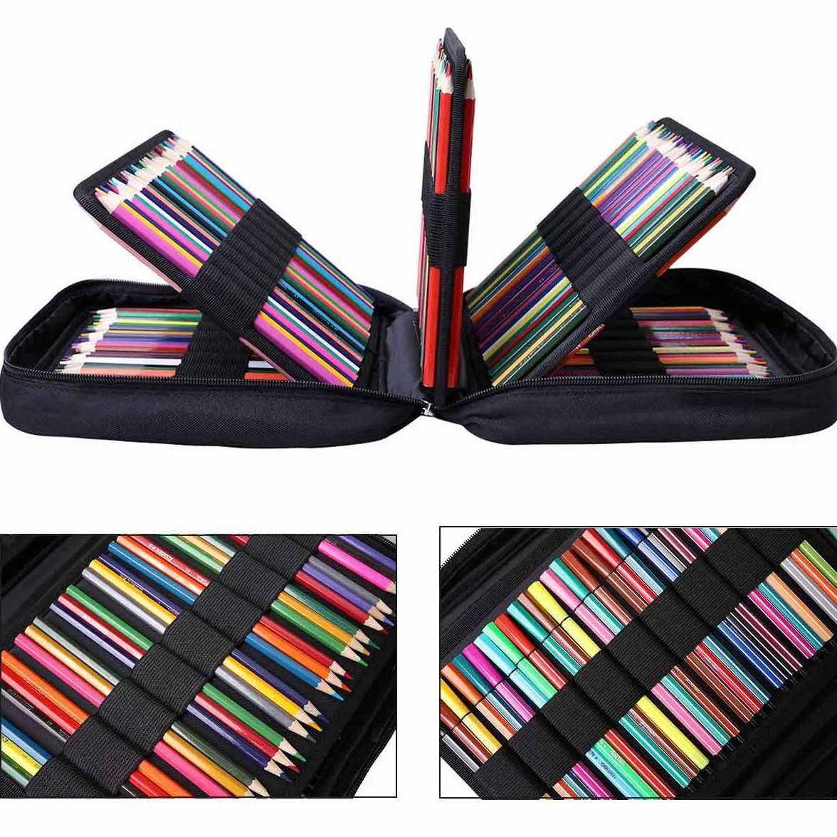 JAKAGO Grande Trousse Crayon de Couleur 220 Portable étanche avec Poignée Solide