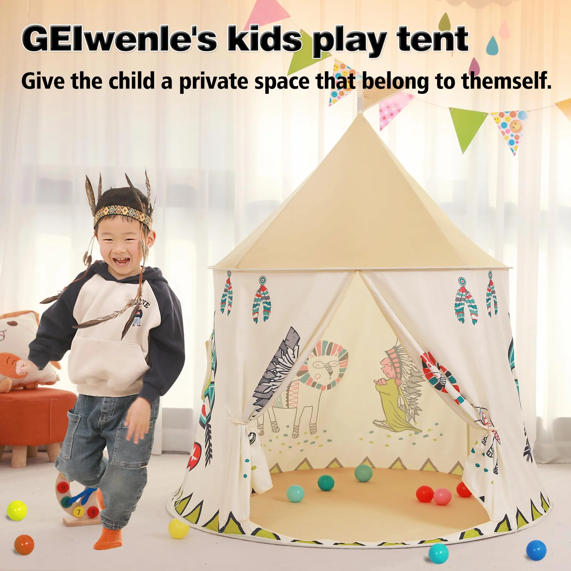 Tente de Jeu pour Enfants Pop-up Tipi Prinzessin Schlosszelt EN71