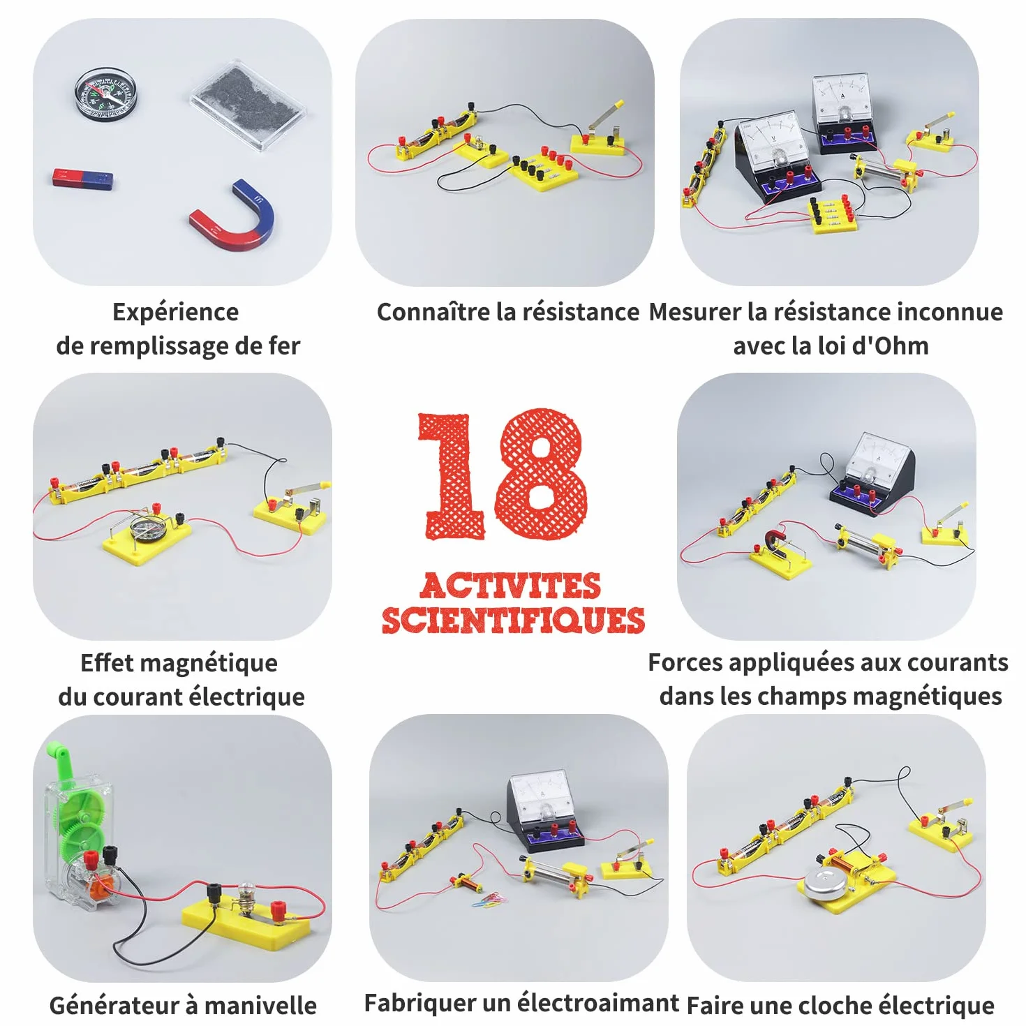 Teenii Kit Scientifique Enfant Électricité et Magnétisme STEM, Circuit Électrique, Coffret Physique 50 Pièces 8 Ans+