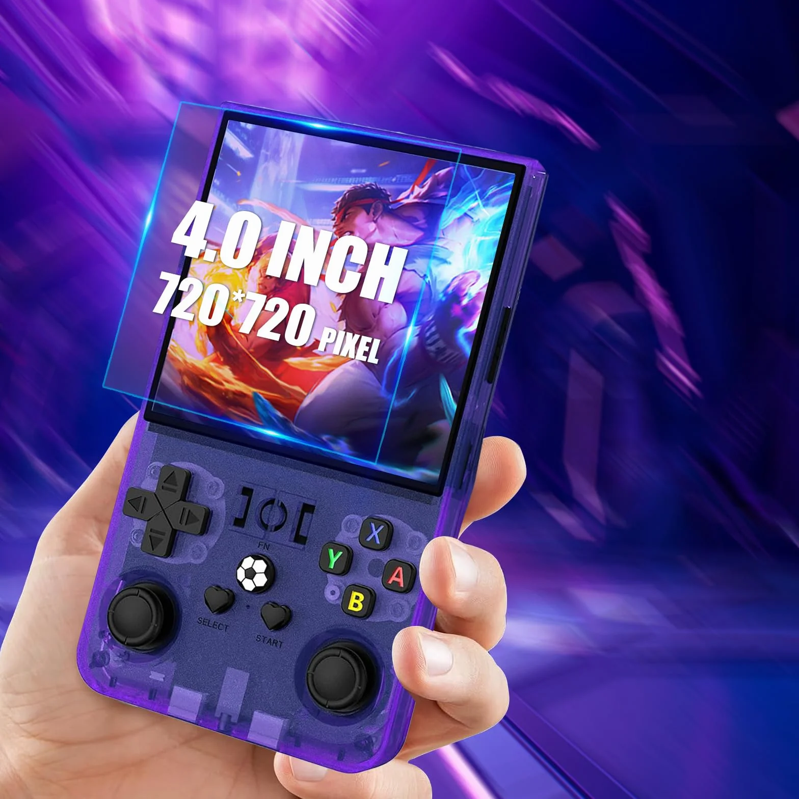 Console de Jeu Portable Rétro R36MAX, Écran IPS 4.0", 128 Go Carte TF, 4000 mAh - Violet