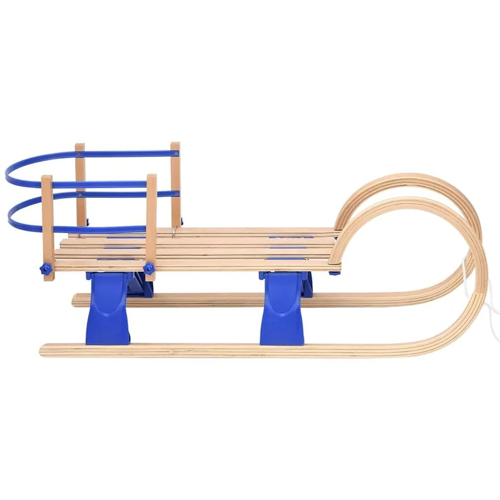 Luge pliante de 110 cm avec dossier, en contreplaqué avec patins en métal, corde de traction et design pliable pour enfants et adultes, luge en plein air en hiver sur la neige, les pistes et