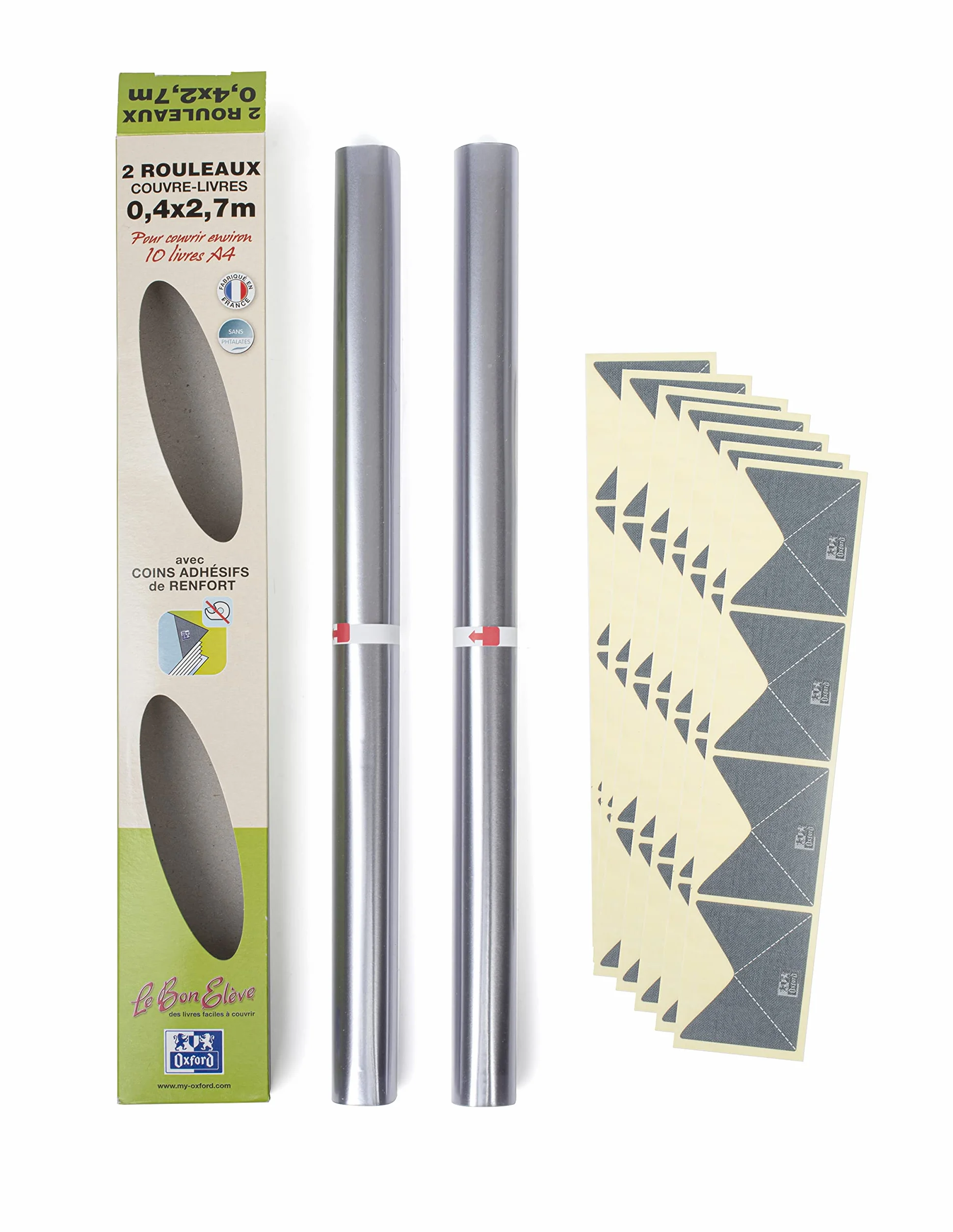 OXFORD Couvre Livres Transparent Lot de 2 40x270cm PVC Lisse 8/100ème