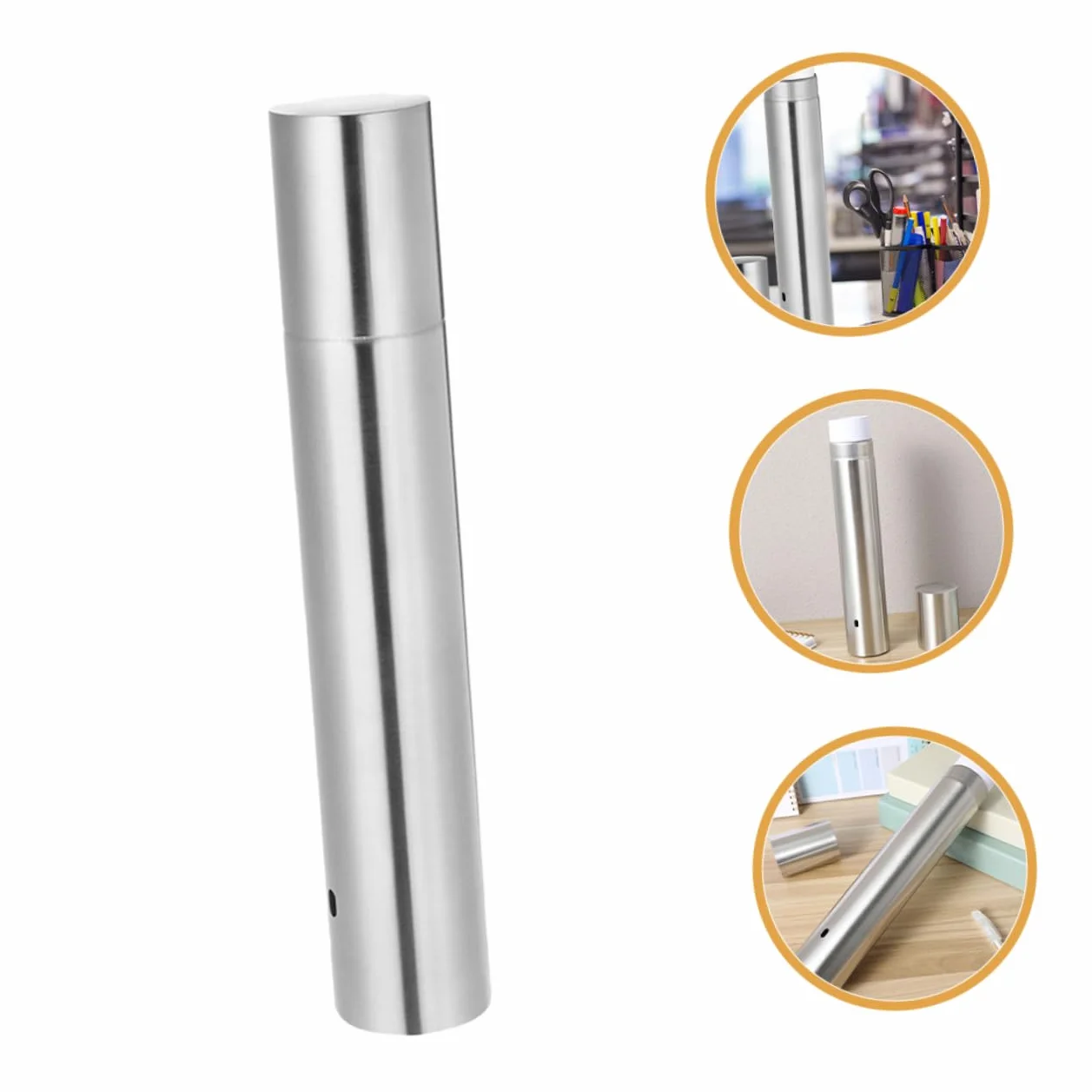 Tube Cylindrique en Acier Inoxydable 11.81 Pouces Rangement Rigide pour Documents Certificats Diplômes