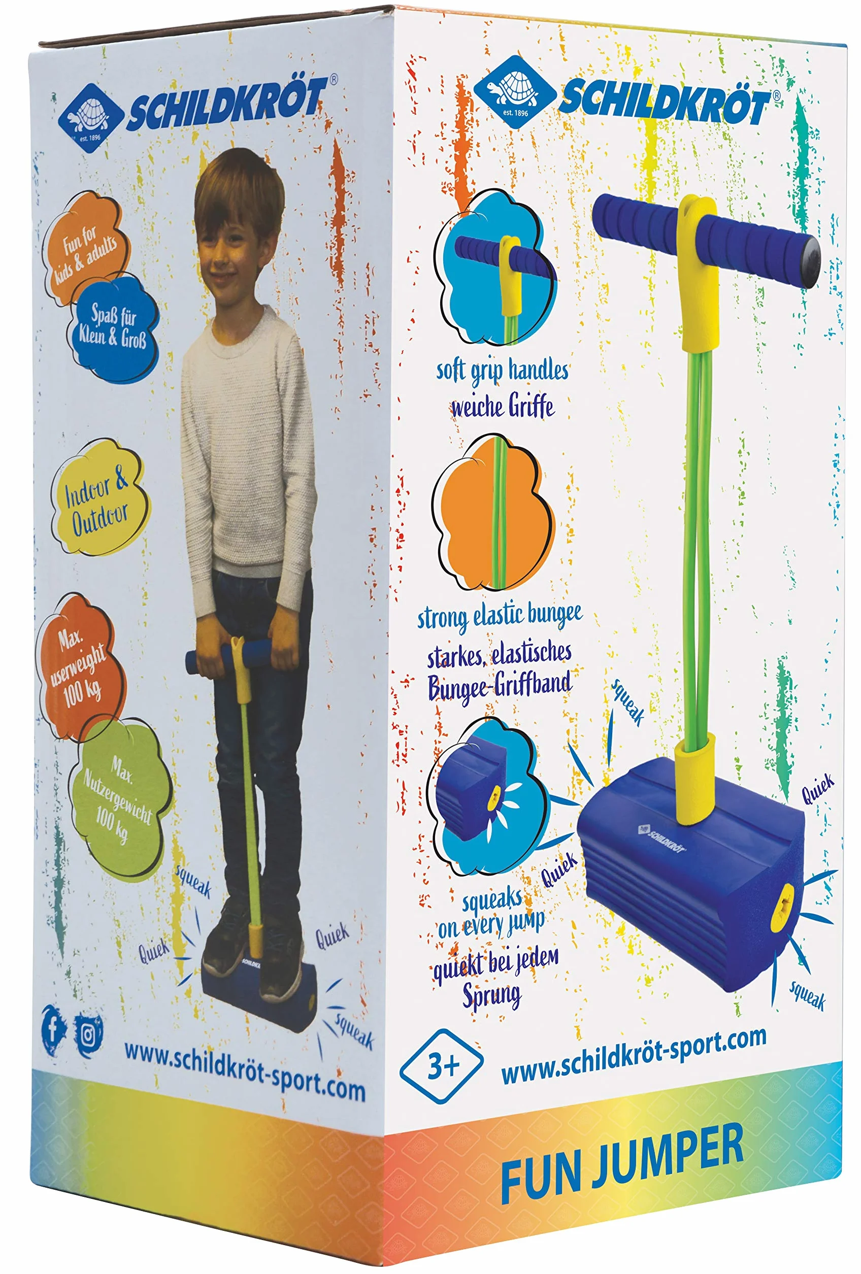 Schildkröt Fun Jumper Bâton Sauteur en Mousse avec Poignées Souples pour Enfants 3 Ans+