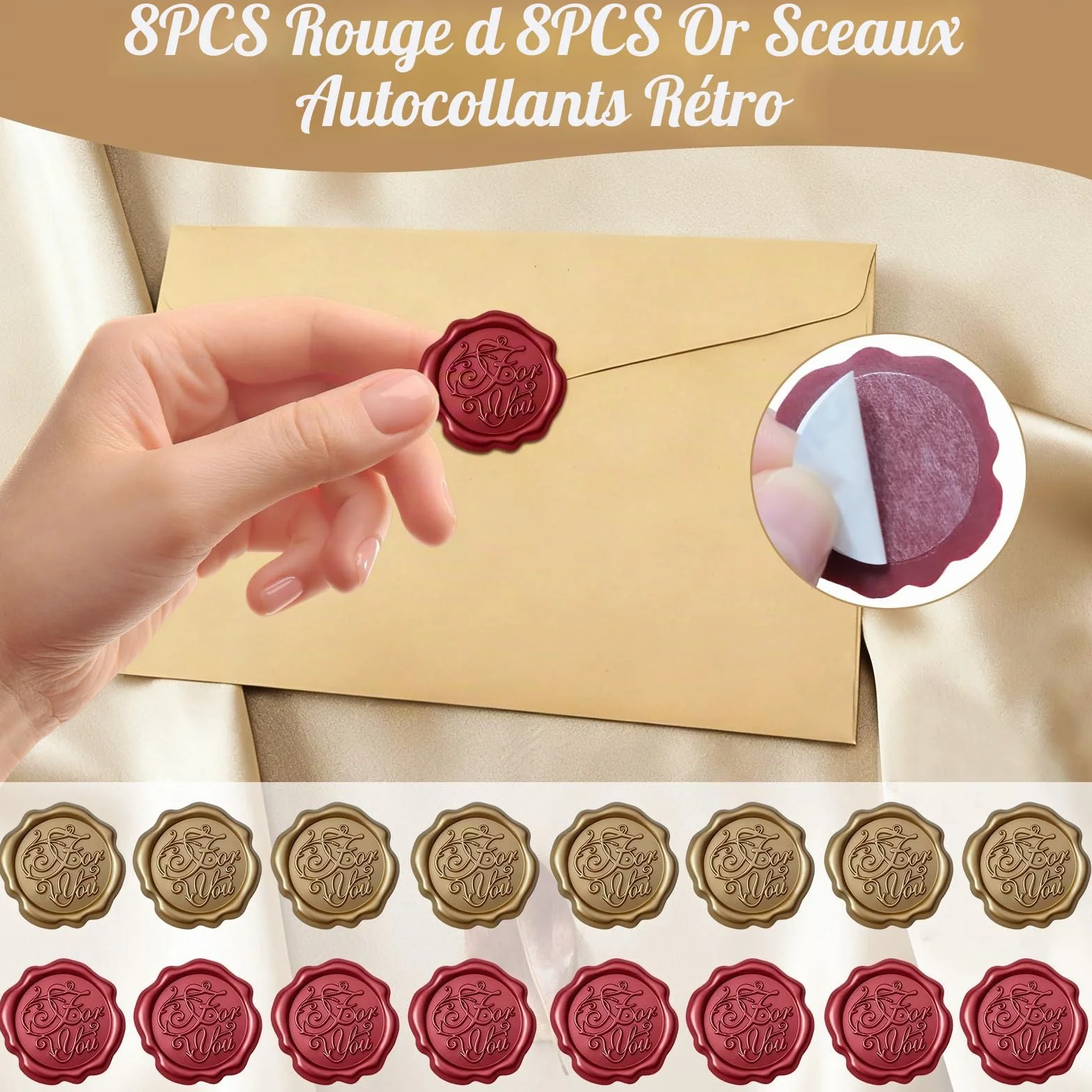 Ensemble de Papeterie Vintage 16 Enveloppes Papier Kraft Lettre Autocollants Sceau Cire Mariage