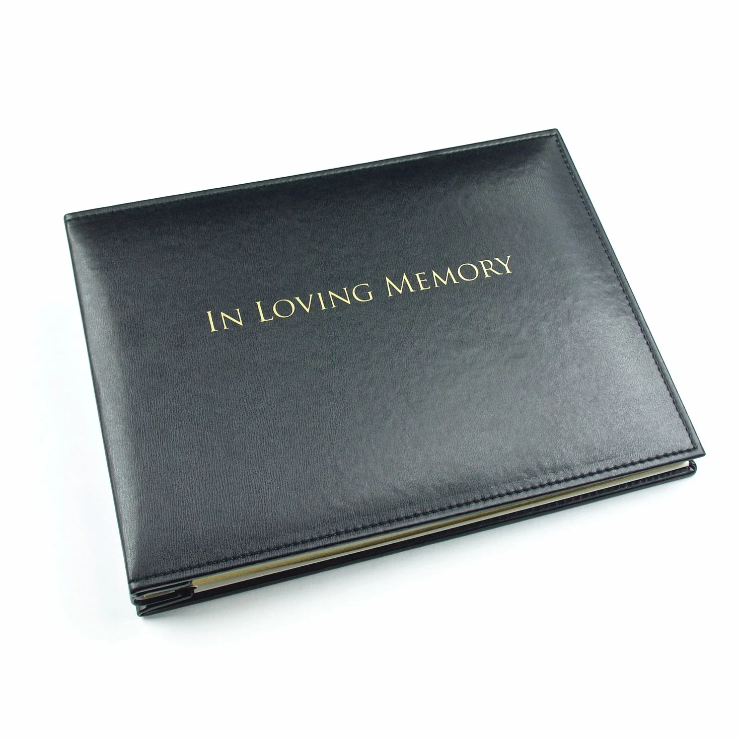 Livre de Condoléances In Loving Memory Feuilles en Vrac Registre Invités Funérailles Présentation en boîte Noir 26.5cm x 19.5cm x 3.1cm