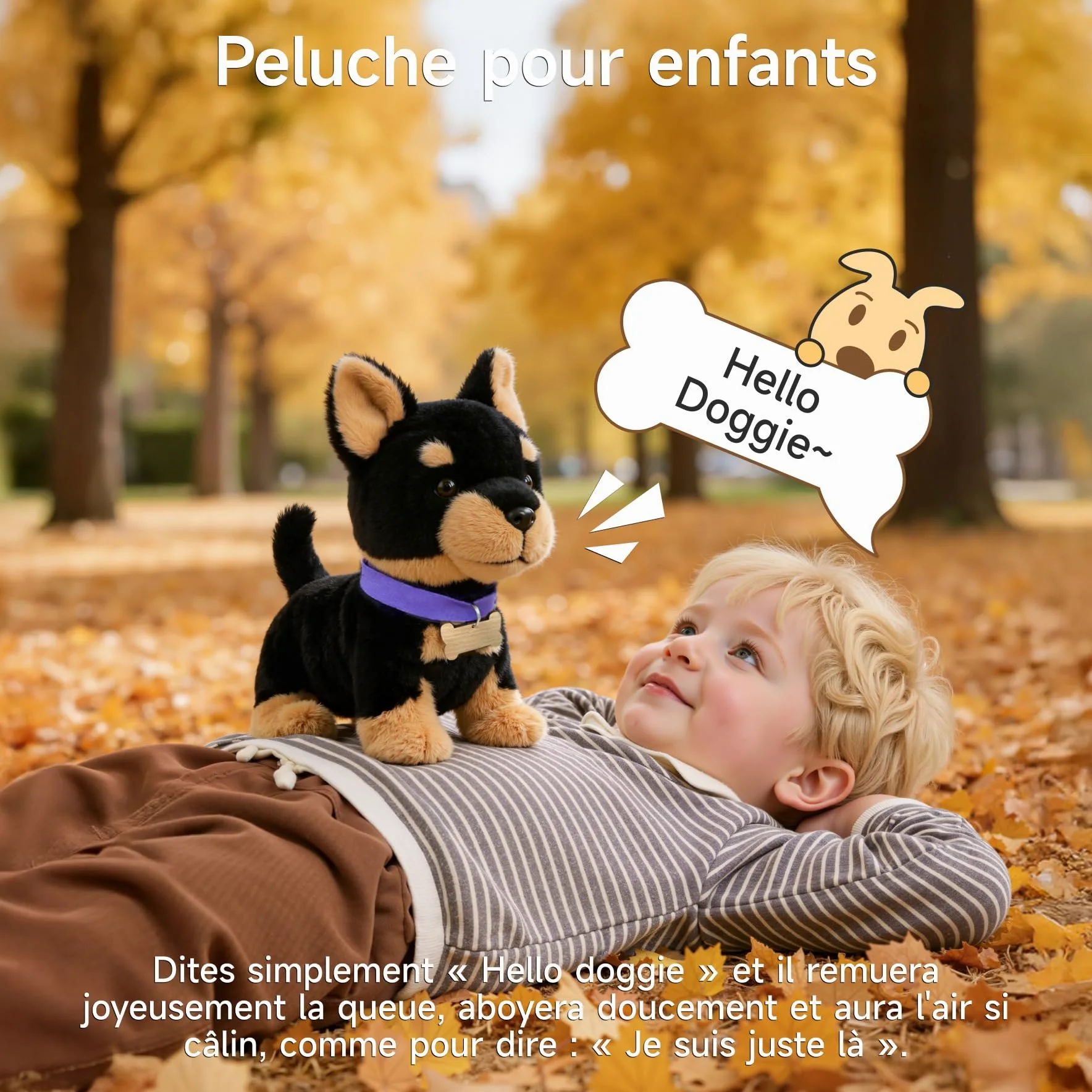 TUMAMA Kids Chien Jouets Qui Marche et Chante, Chiot en Peluche Enfants | Jouet qui marche et aboie , commandes vocales , remue la queue, hoche la tête, chante