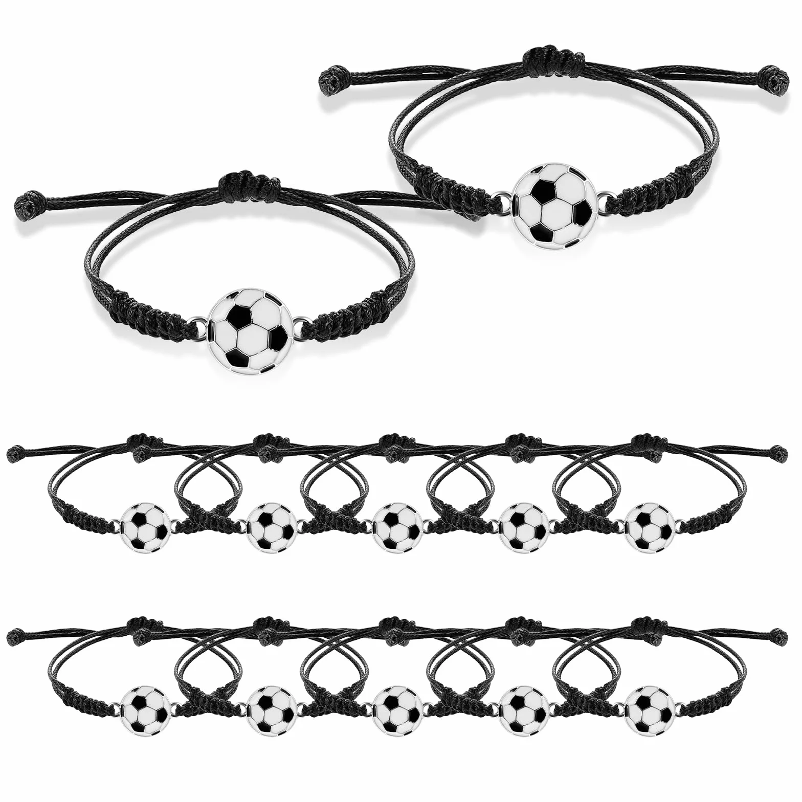 simarro Lot de 12 bracelets de football pour enfants, cordon réglable, bracelets d'amitié, sport, adolescents, adultes, filles et garçons, cadeaux de football