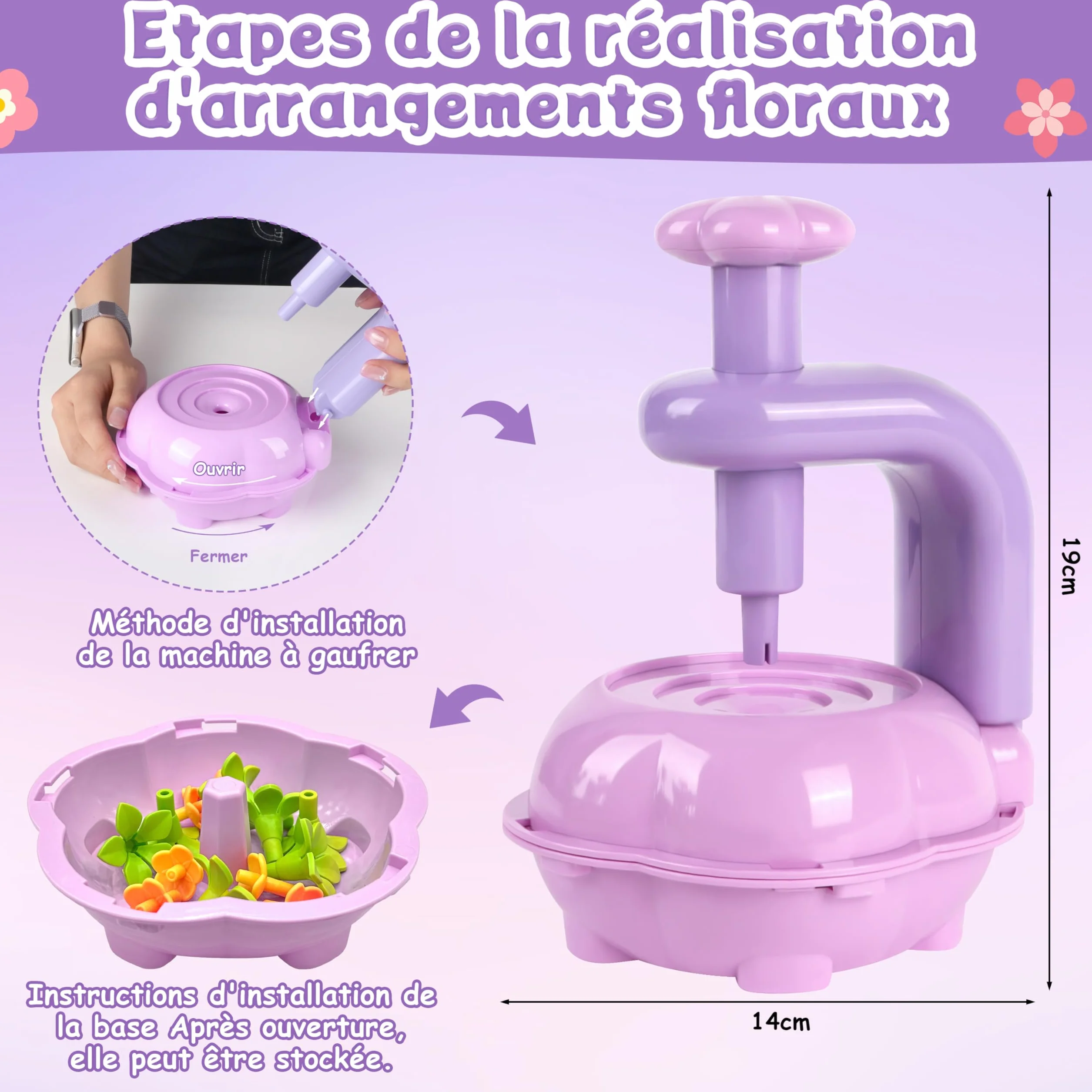 Charmofun Activité Manuelle Fille, Création Bouquet avec Machine à Fleurs, Jouet Fleurs Enfant 3 Ans+