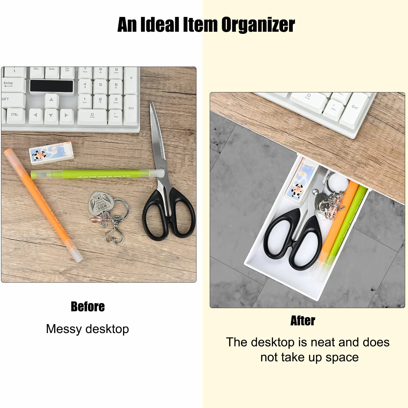 Sous le Tiroir de Bureau Auto-adhésif Organisateur de Rangement Invisible 2x