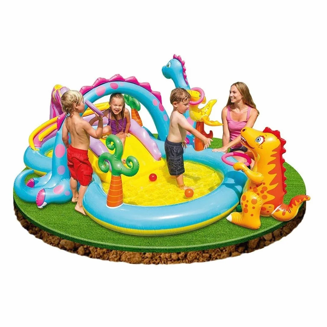 Intex Dinoland Play Center 57135NP Jeu gonflable, avec piscine et toboggan